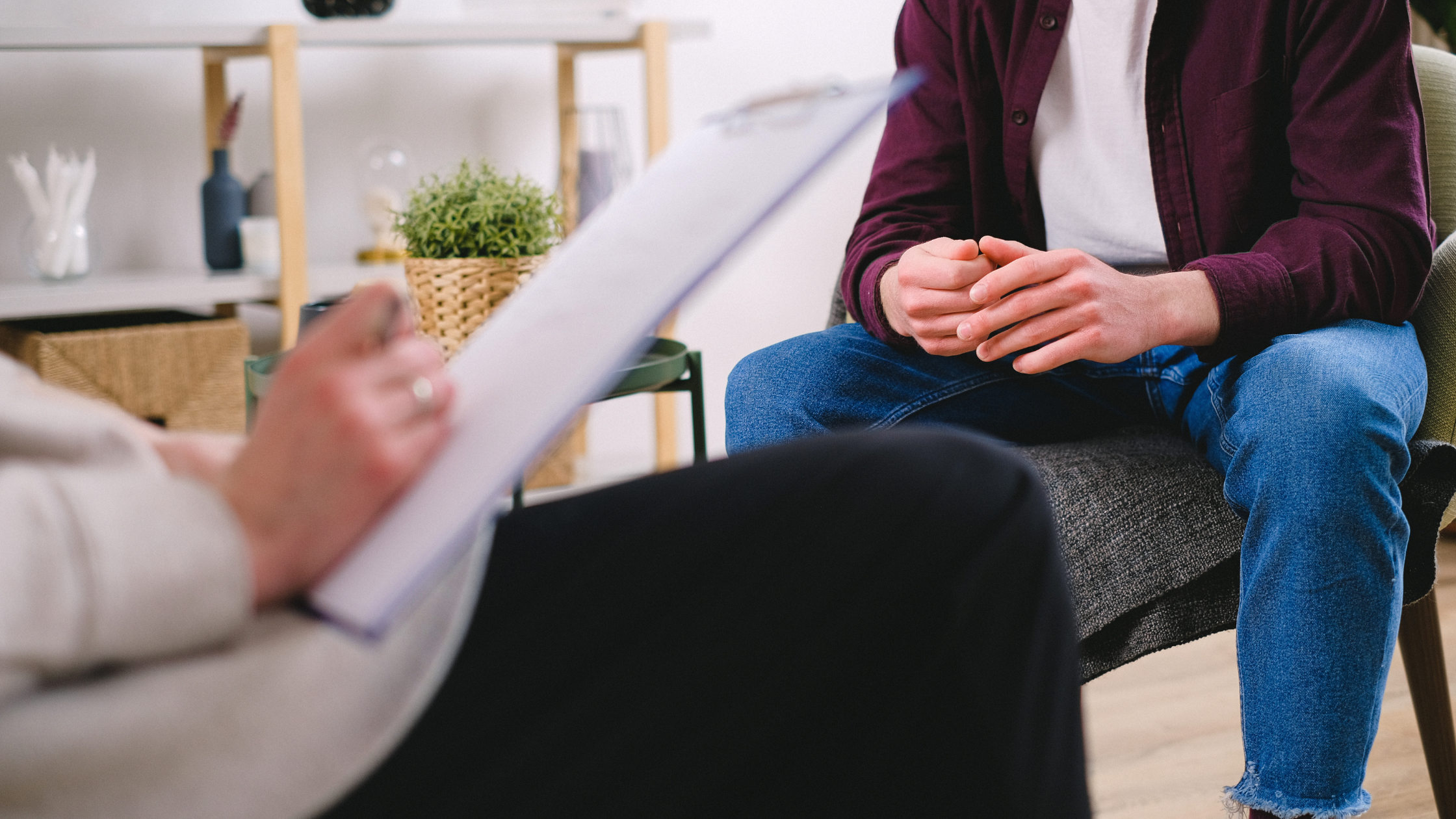 Person talking to therapist during a counseling session