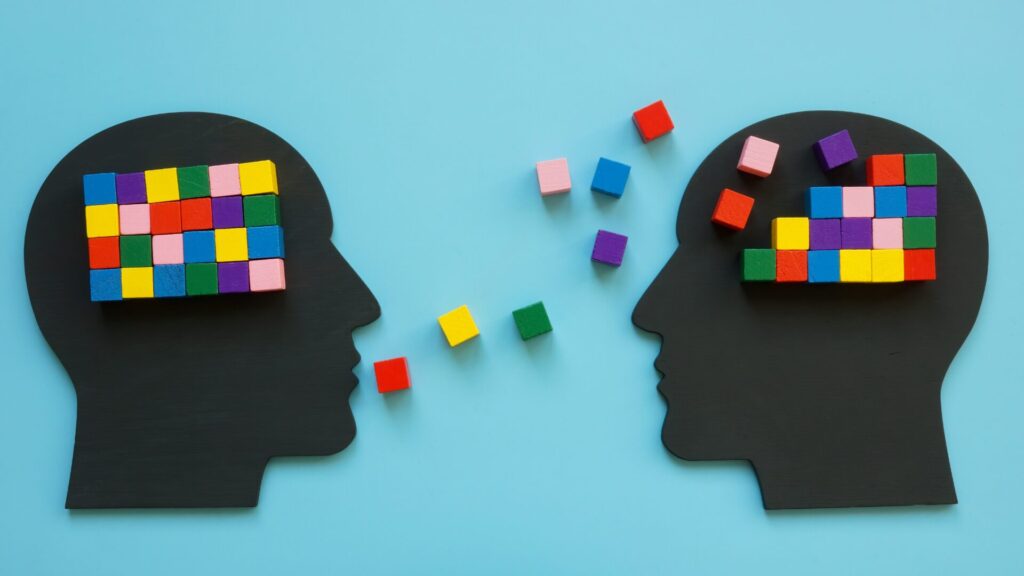 Illustration showing different types of psychotherapy, including cognitive behavioral therapy, psychodynamic therapy, humanistic therapy, and group therapy.