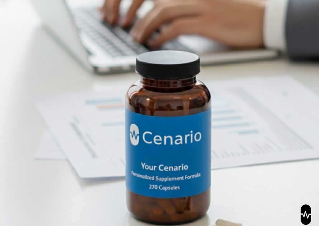 A flat lay of various supplement capsules and bottles labeled for brain performance. Text reads "Focus Supplements You Need for Better Brain Performance" on a light background.