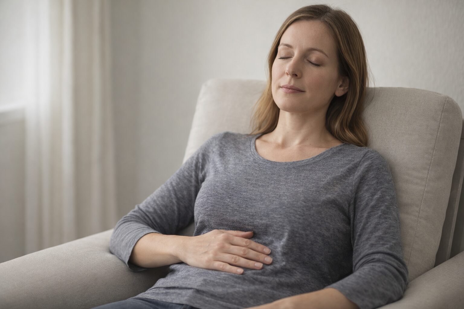 A calming scene with herbal teas, lavender flowers, and meditation stones, representing natural remedies for anxiety and stress relief.