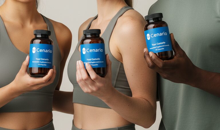 A golden retriever puppy wearing a pink dress sits on a grassy field. Colorful flowers and a soft, sunlit background enhance the scene's cheerful atmosphere.