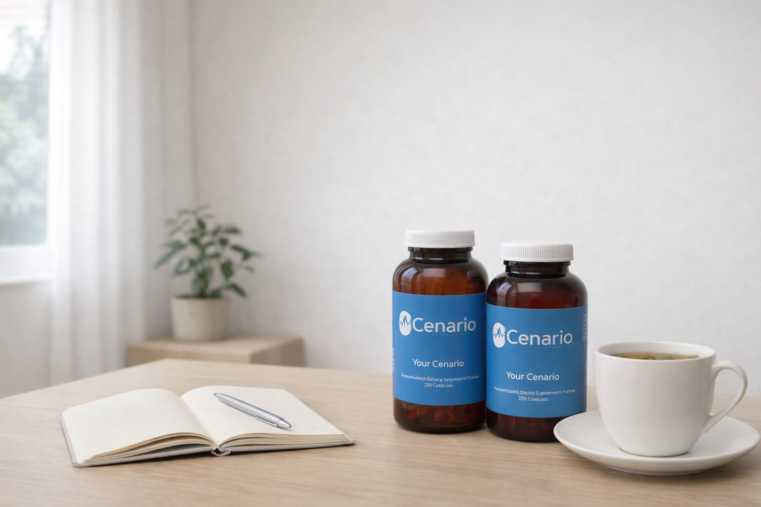 A selection of the best vitamins for anxiety, including vitamin B complex, vitamin D, and magnesium supplements, arranged on a wooden table.