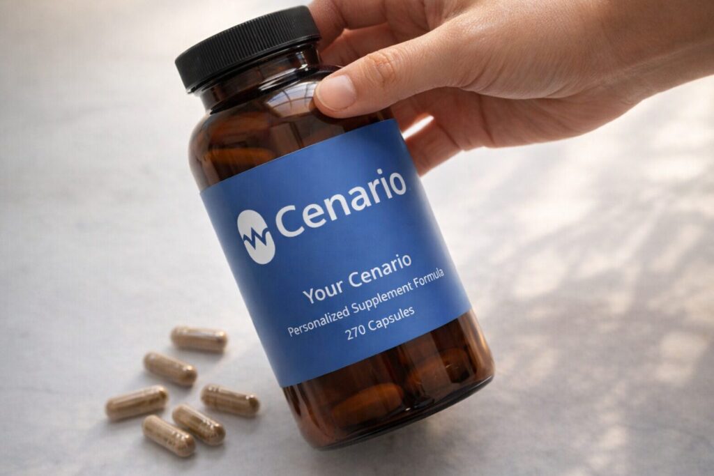 A selection of the best supplements for focus and concentration, including omega-3, ginkgo biloba, L-theanine, and B vitamins on a wooden table.