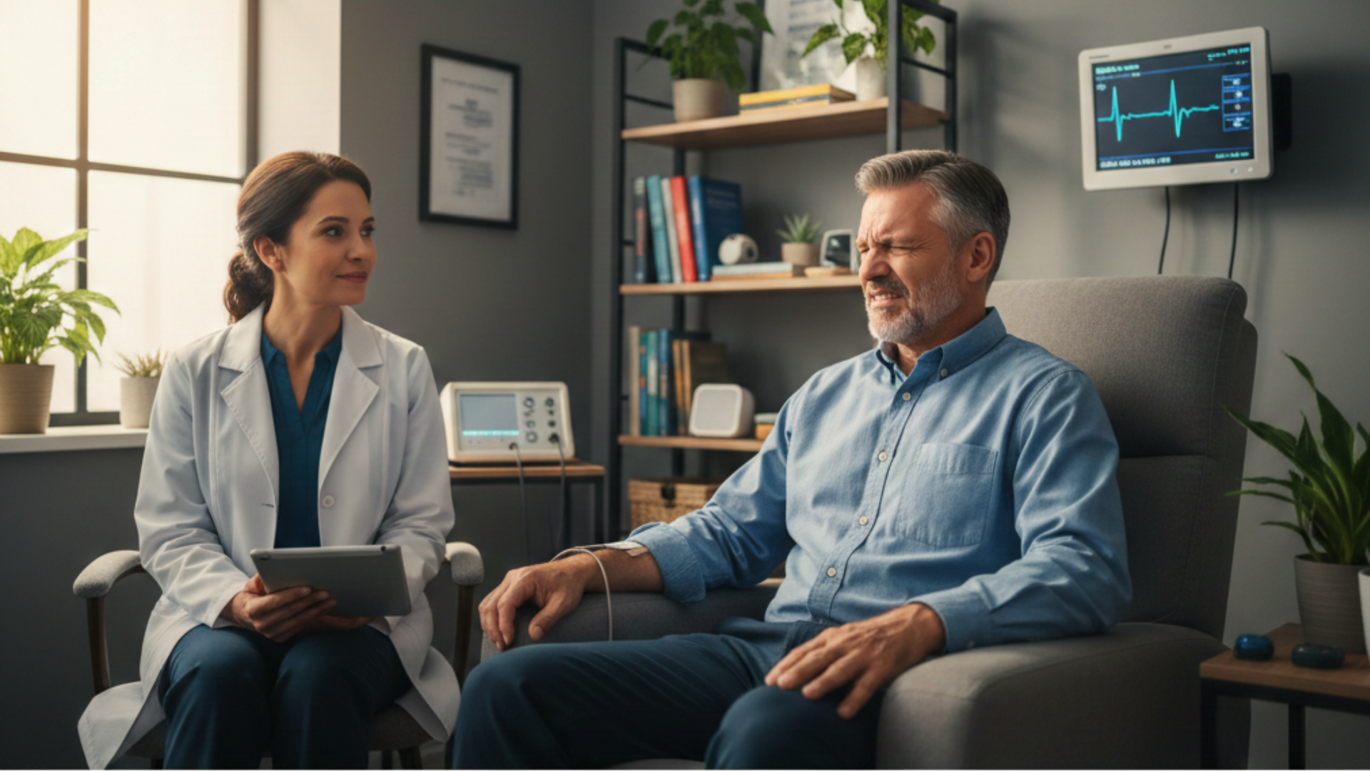 Illustration showing aversion therapy, where a patient associates an unwanted behavior with discomfort to reduce or eliminate that behavior over time.