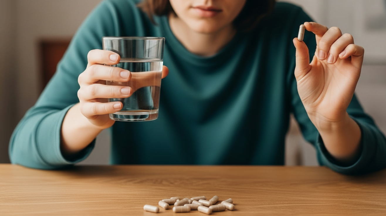 Bottles of top-rated supplements for ADD, including omega-3, zinc, magnesium, and herbal blends, arranged on a table for attention support.