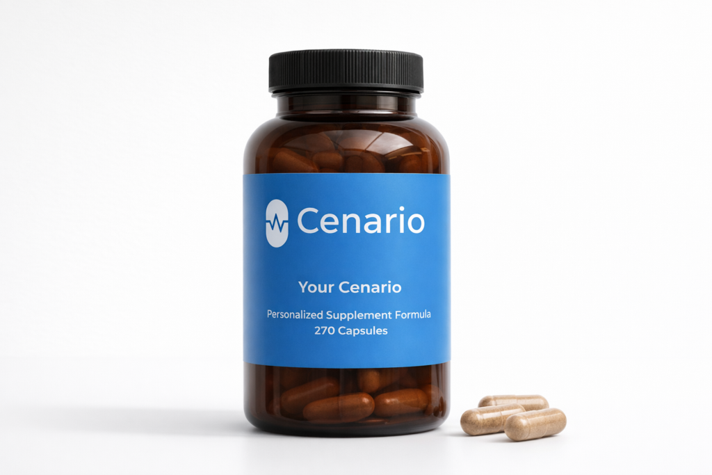 Alpha-GPC supplement capsules in a clear bottle, highlighting a popular nootropic used to support cognitive function and enhance mental performance.