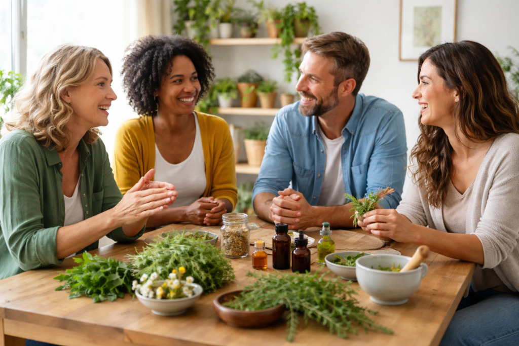 Various over the counter antidepressants, including herbal supplements and natural remedies, displayed on a pharmacy shelf for mood support and mental health.