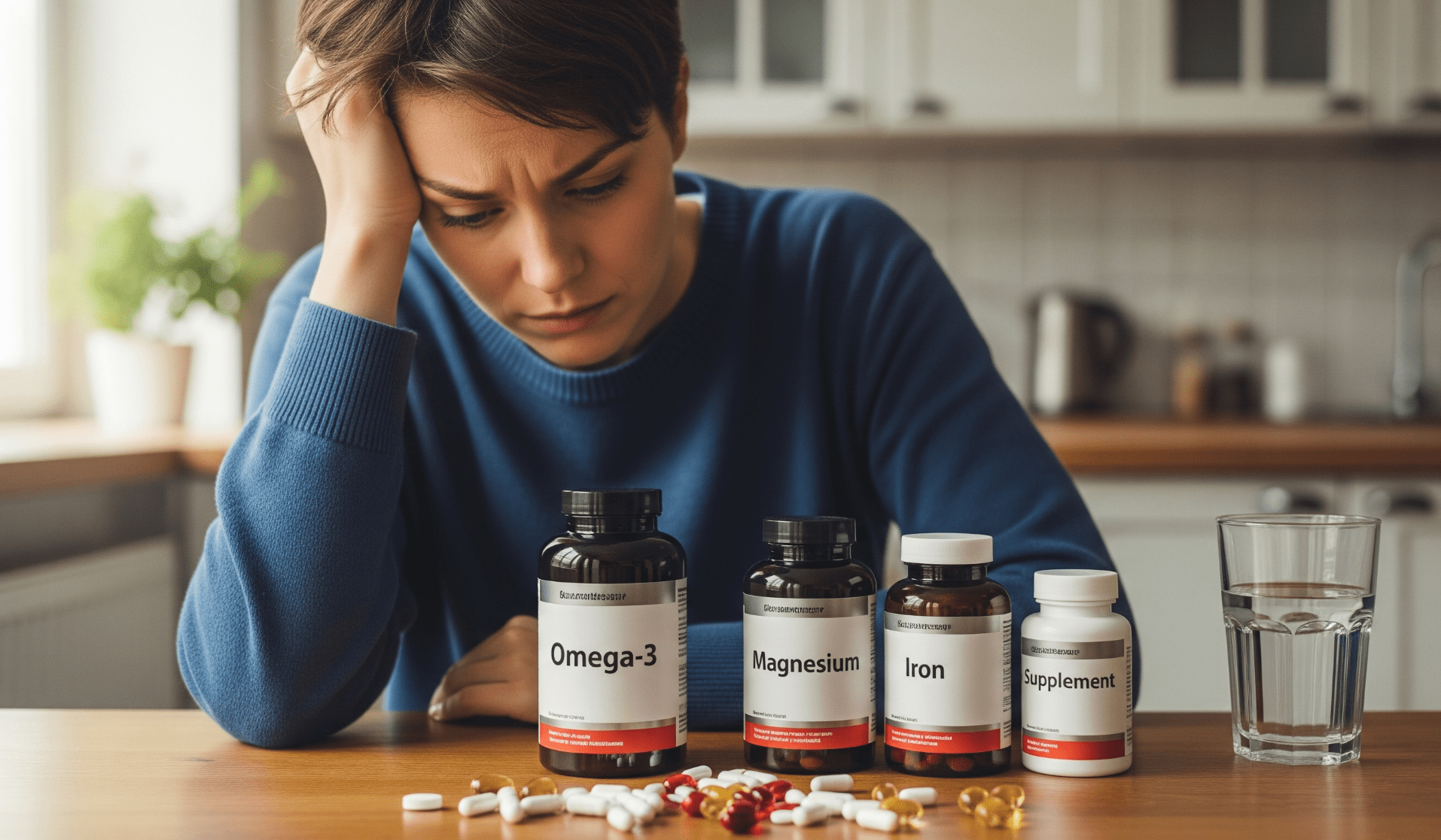 Bottles of food supplements for ADHD support, featuring capsules and natural ingredients aimed at improving focus and attention in children and adults.