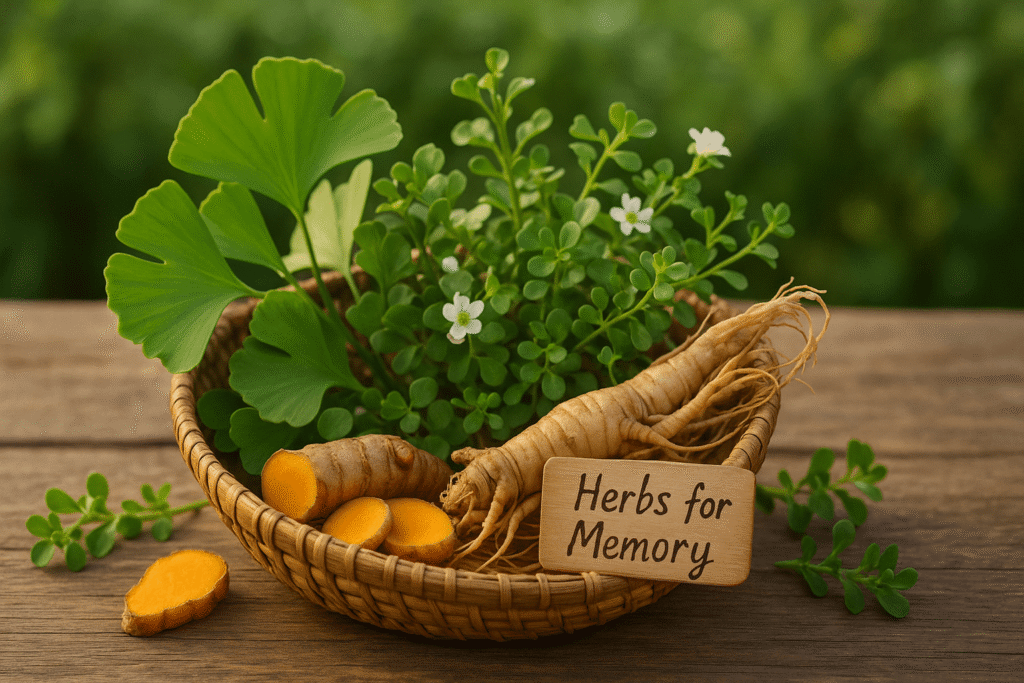 Close-up of fresh rosemary sprigs on a wooden table, highlighting the herb commonly used to support memory and cognitive function naturally.