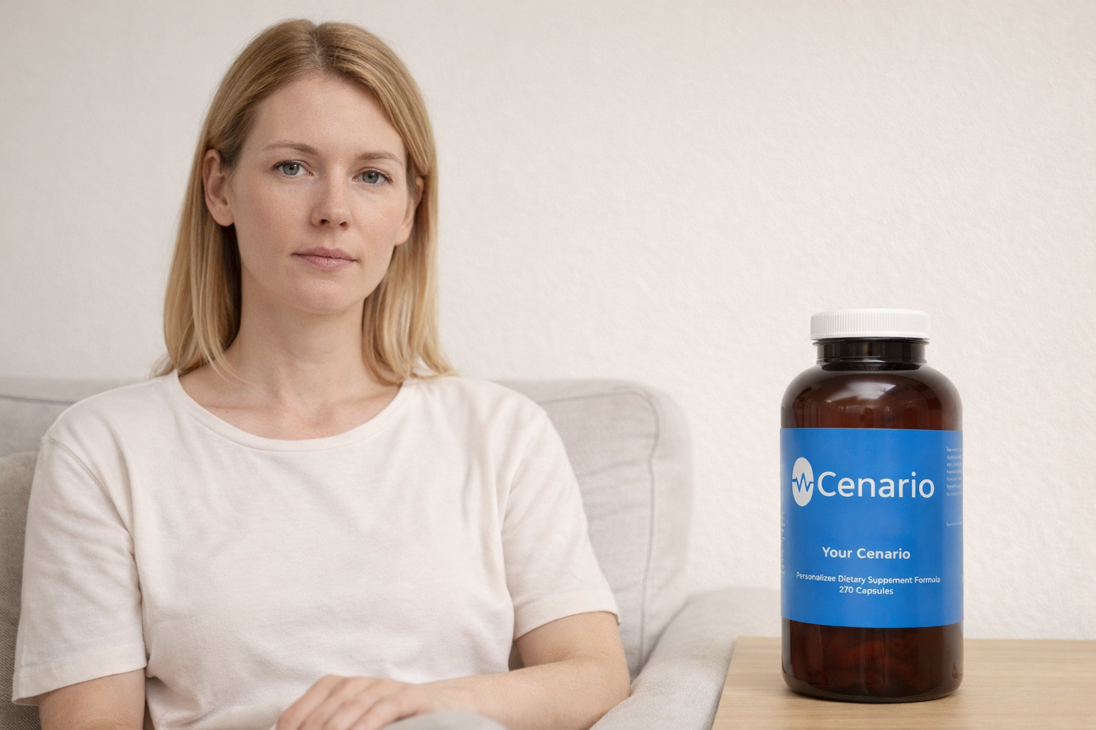 Bottles of vitamin supplements labeled for anxiety relief, surrounded by calming herbs and a notepad with tips for managing anxiety attacks naturally.