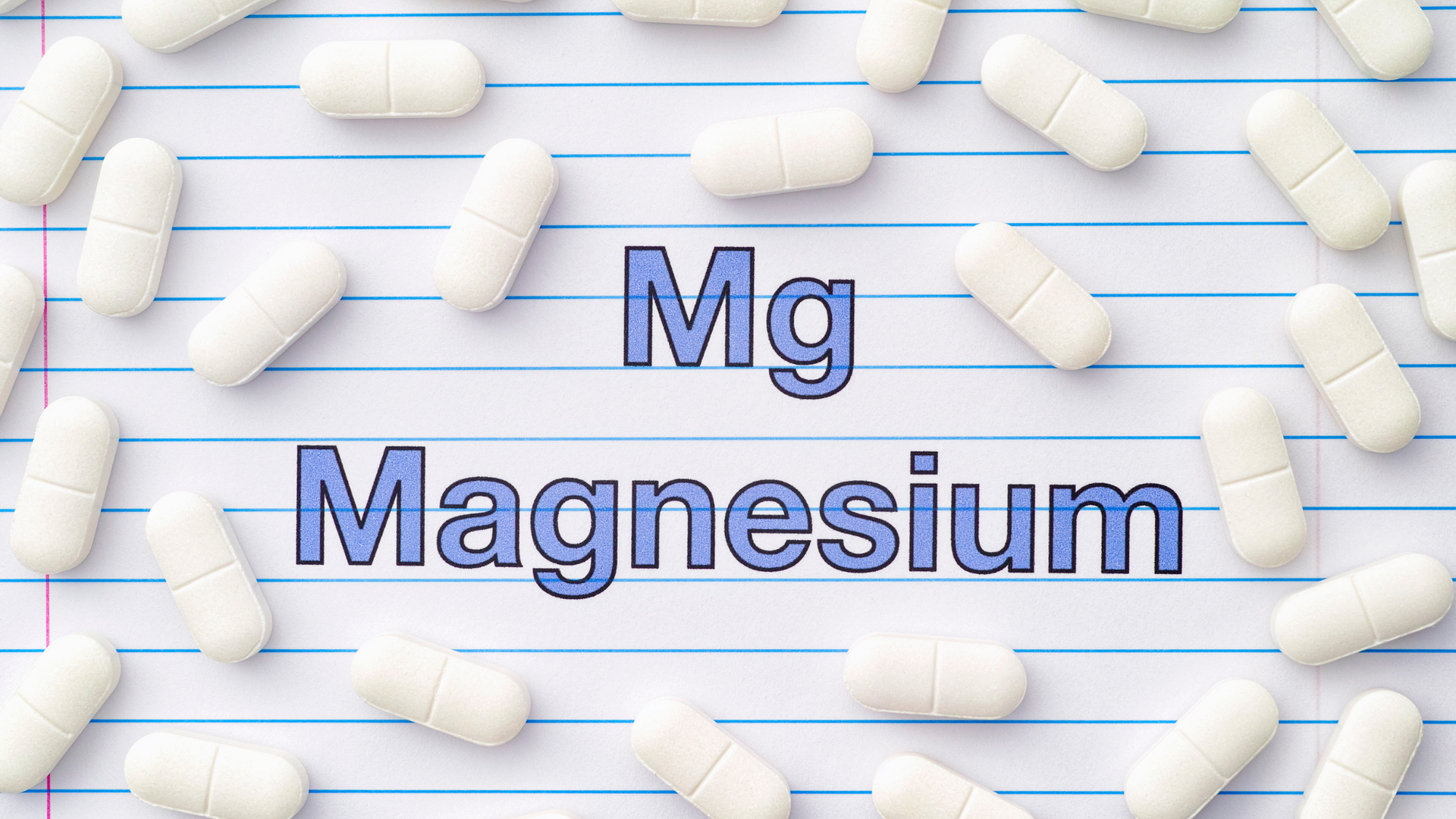 Bottles of magnesium supplements labeled for anxiety relief, including magnesium glycinate and magnesium citrate, displayed on a table with calming decor.