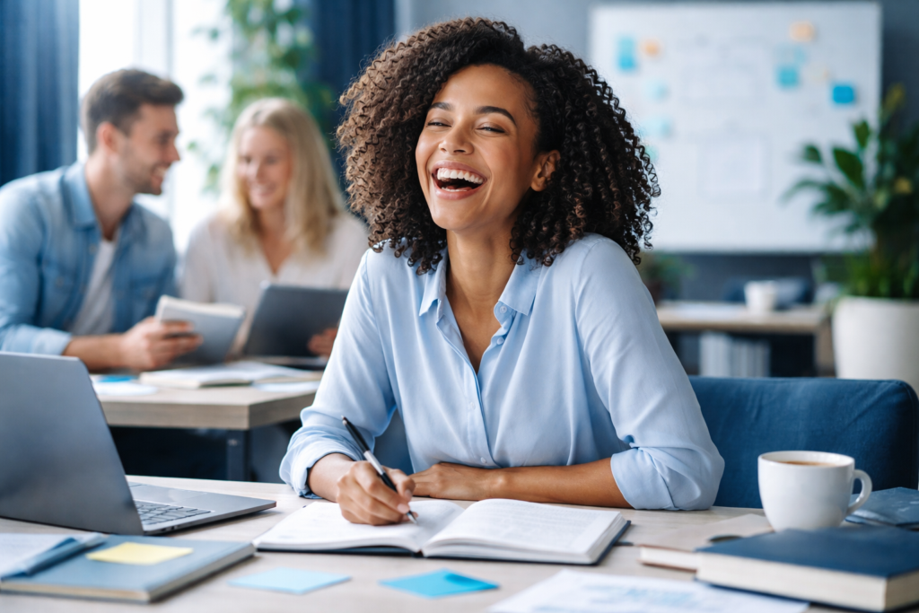 A motivational quote about work stress displayed on a calming background, encouraging resilience and balance in a demanding professional environment.