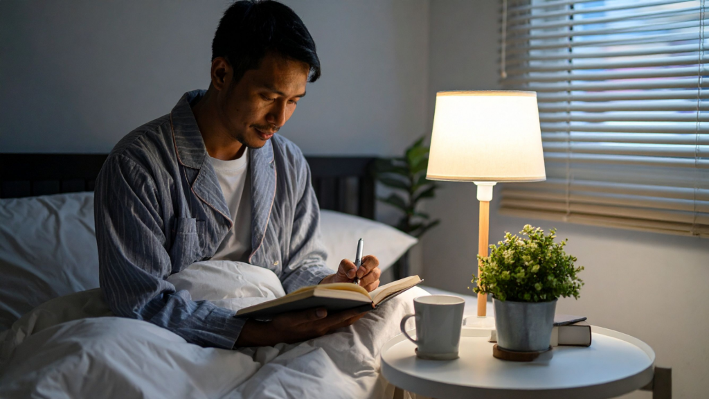 Open self love journal with handwritten affirmations, colorful doodles, and a pen, encouraging positive self-reflection and personal growth practices.