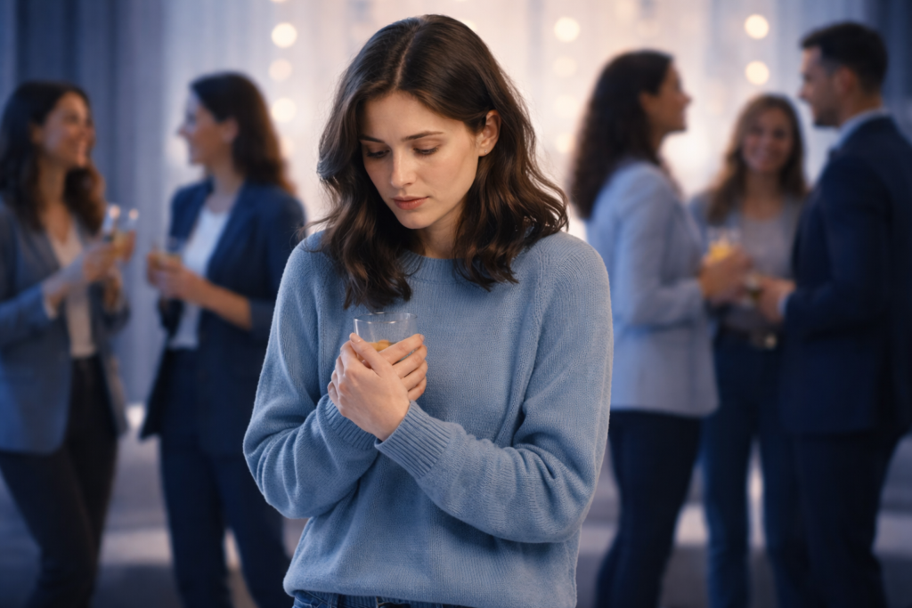 A selection of supplements for social anxiety, including capsules and herbal extracts, arranged on a table to illustrate natural support options.