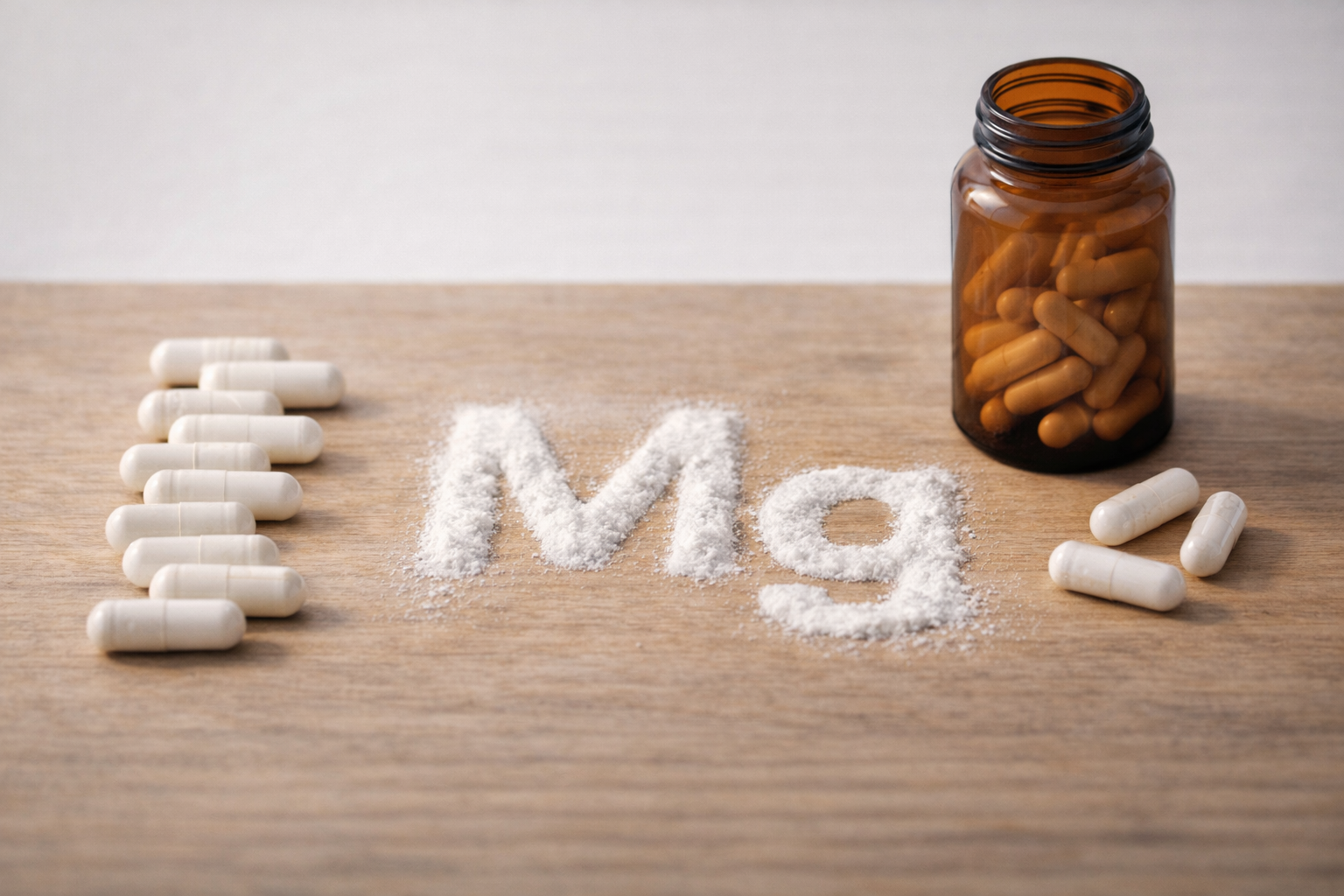 Bottles of magnesium glycinate supplements, commonly recommended as the best form of magnesium for reducing anxiety and promoting relaxation.