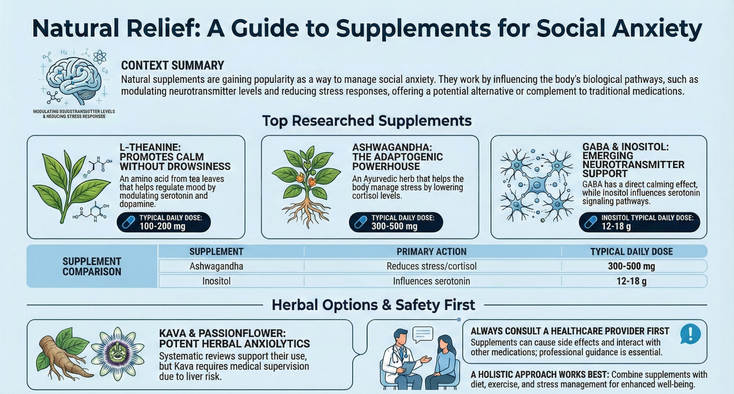 Infographic on natural supplements for social anxiety relief