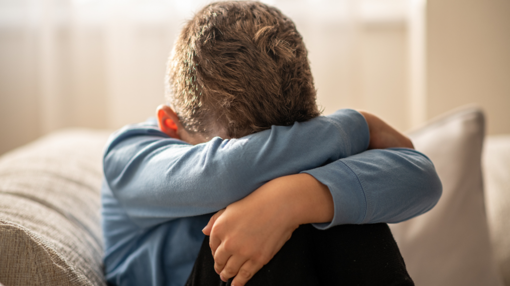Illustration depicting castration anxiety, showing a distressed male figure with symbolic imagery representing fear of loss or damage to masculinity or identity.