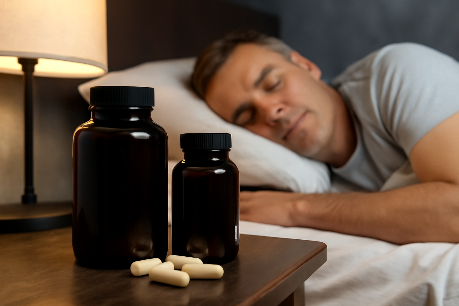 Bottles of magnesium glycinate supplements, commonly recommended as the best type of magnesium for improving sleep quality and relaxation.