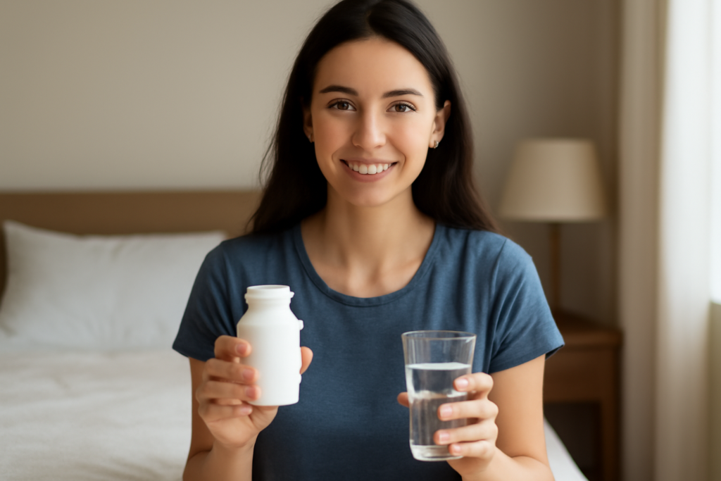 Bottles of L-tryptophan supplements displayed on a pharmacy shelf, illustrating where to buy L-tryptophan for dietary or sleep support needs.