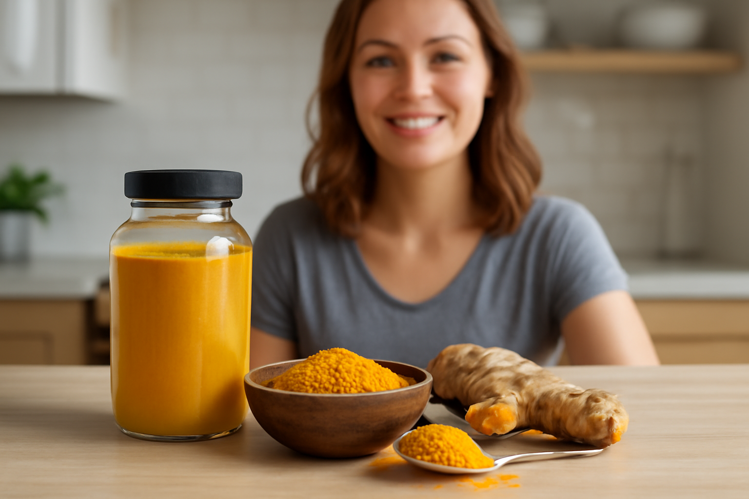 Bottles and packets of turmeric spice displayed on shelves in a grocery store, illustrating where to buy turmeric for cooking or health purposes.