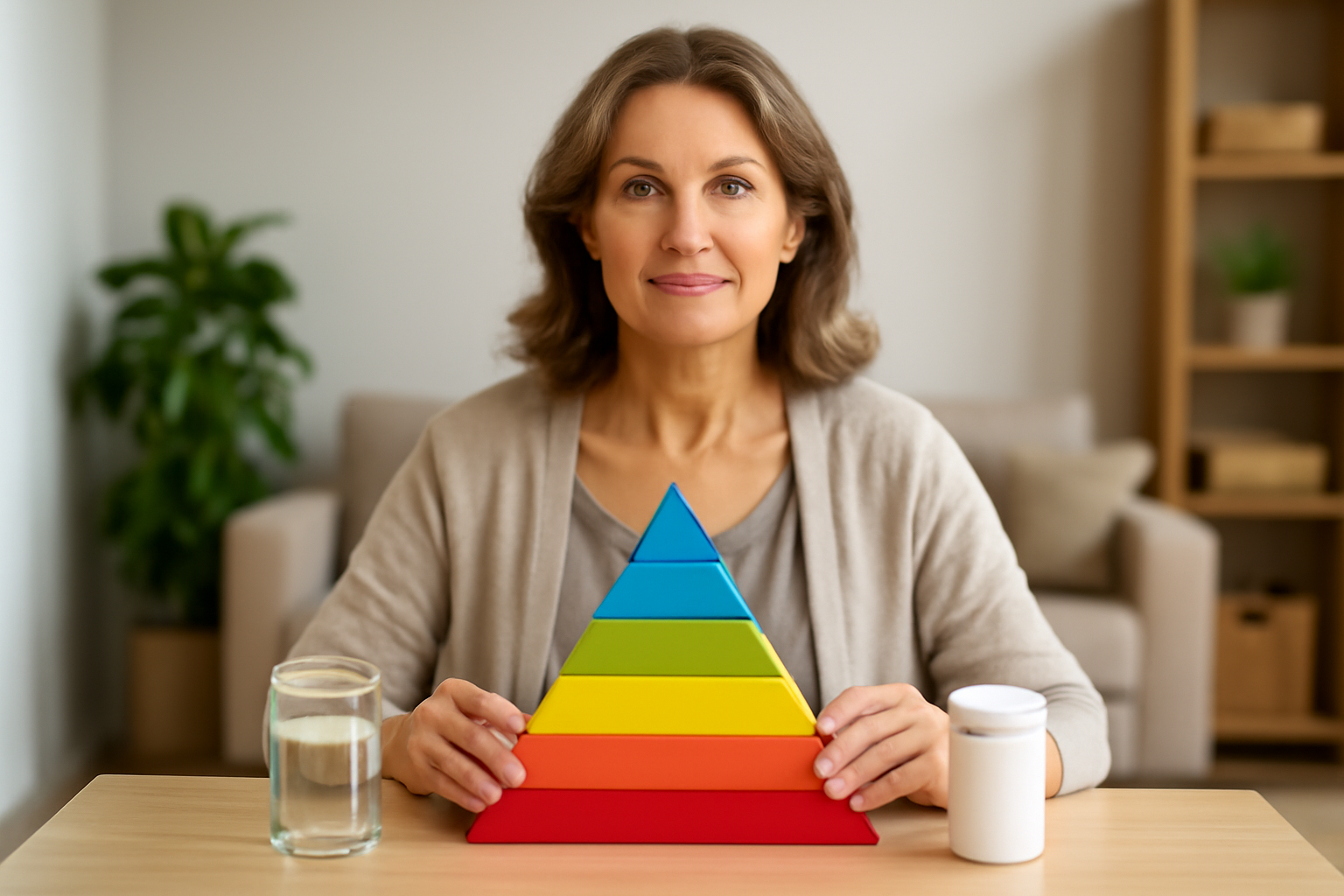 A pyramid diagram illustrating Maslow's hierarchy of needs, with levels for physiological, safety, love/belonging, esteem, and self-actualization.