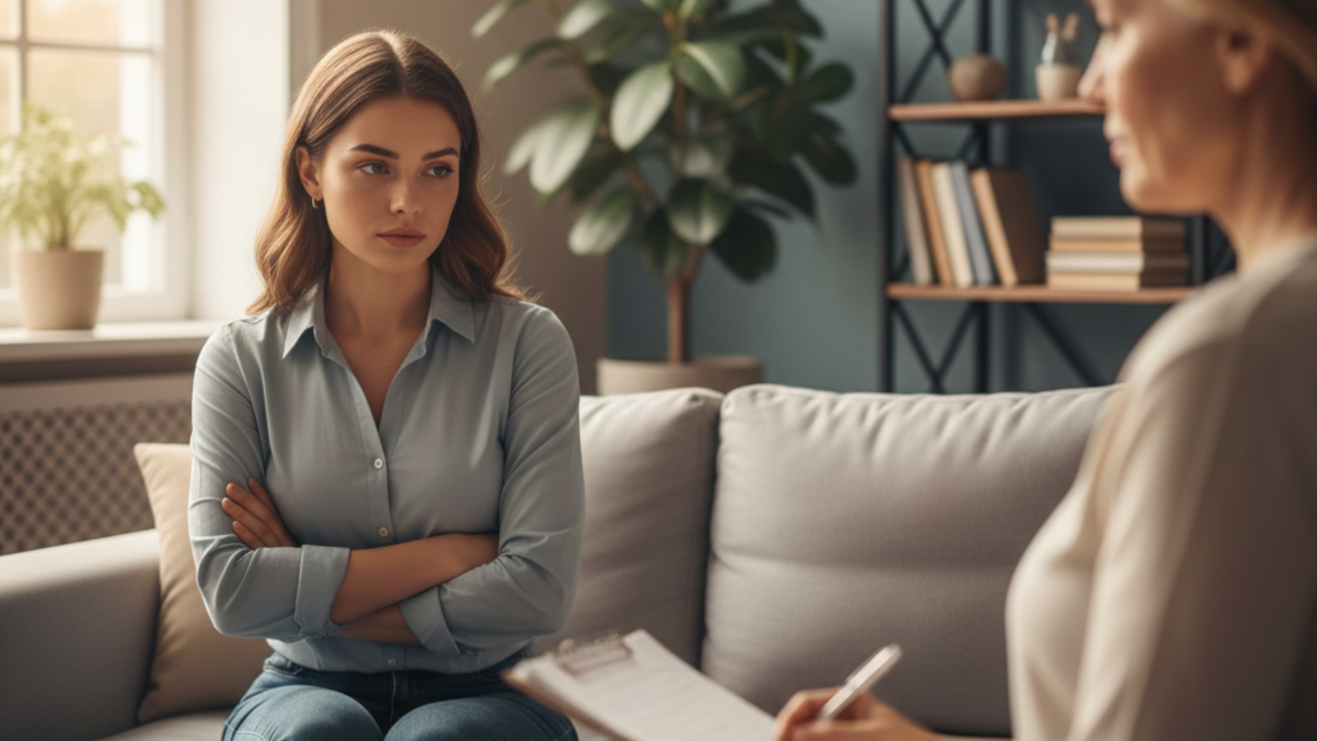 A therapist guides a client through exercises to address emotional unavailability, fostering open communication and emotional connection in a supportive setting.