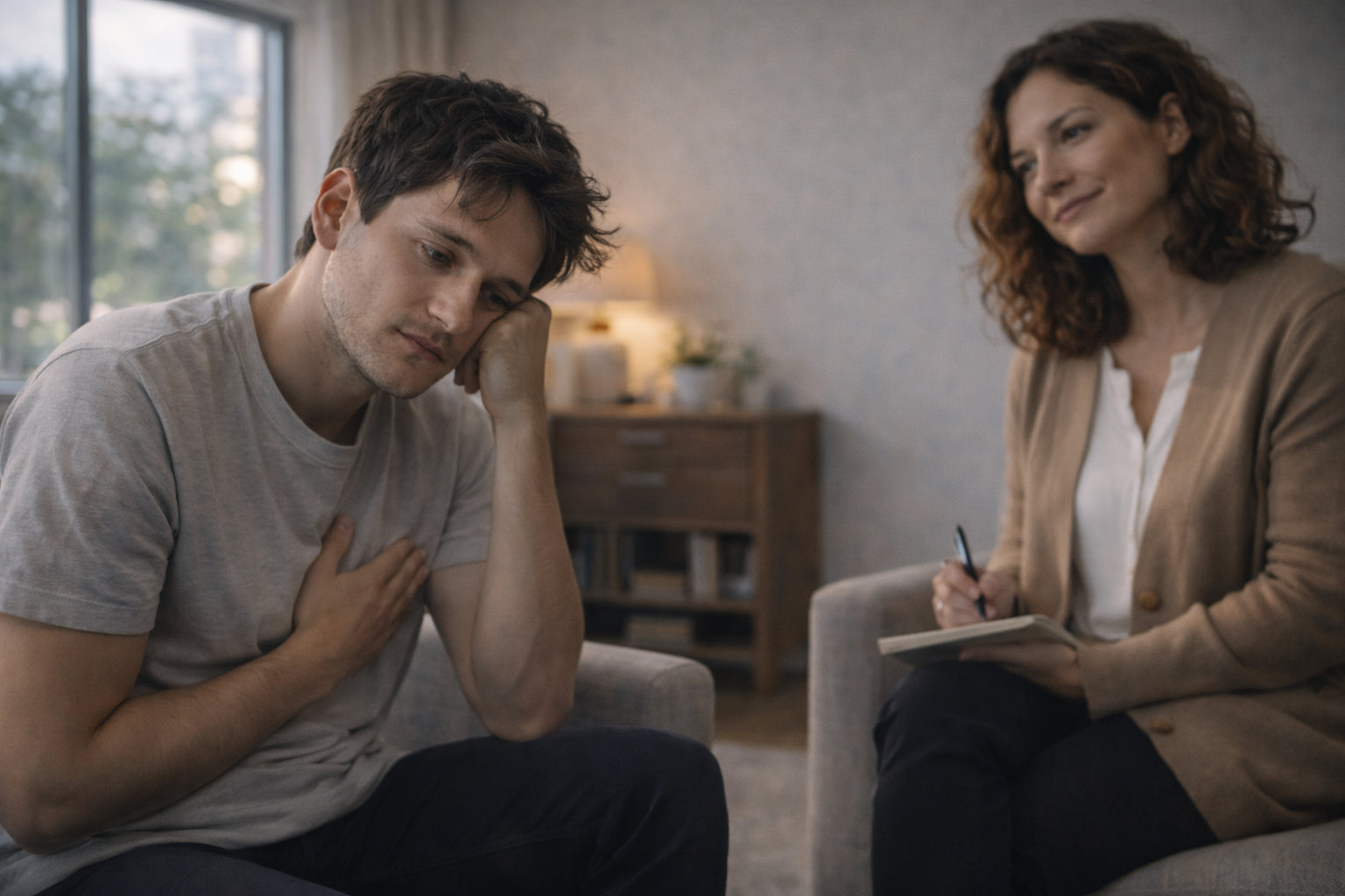 A woman practicing mindfulness meditation in a cozy room as part of therapy for mood swings, promoting emotional balance and mental well-being.