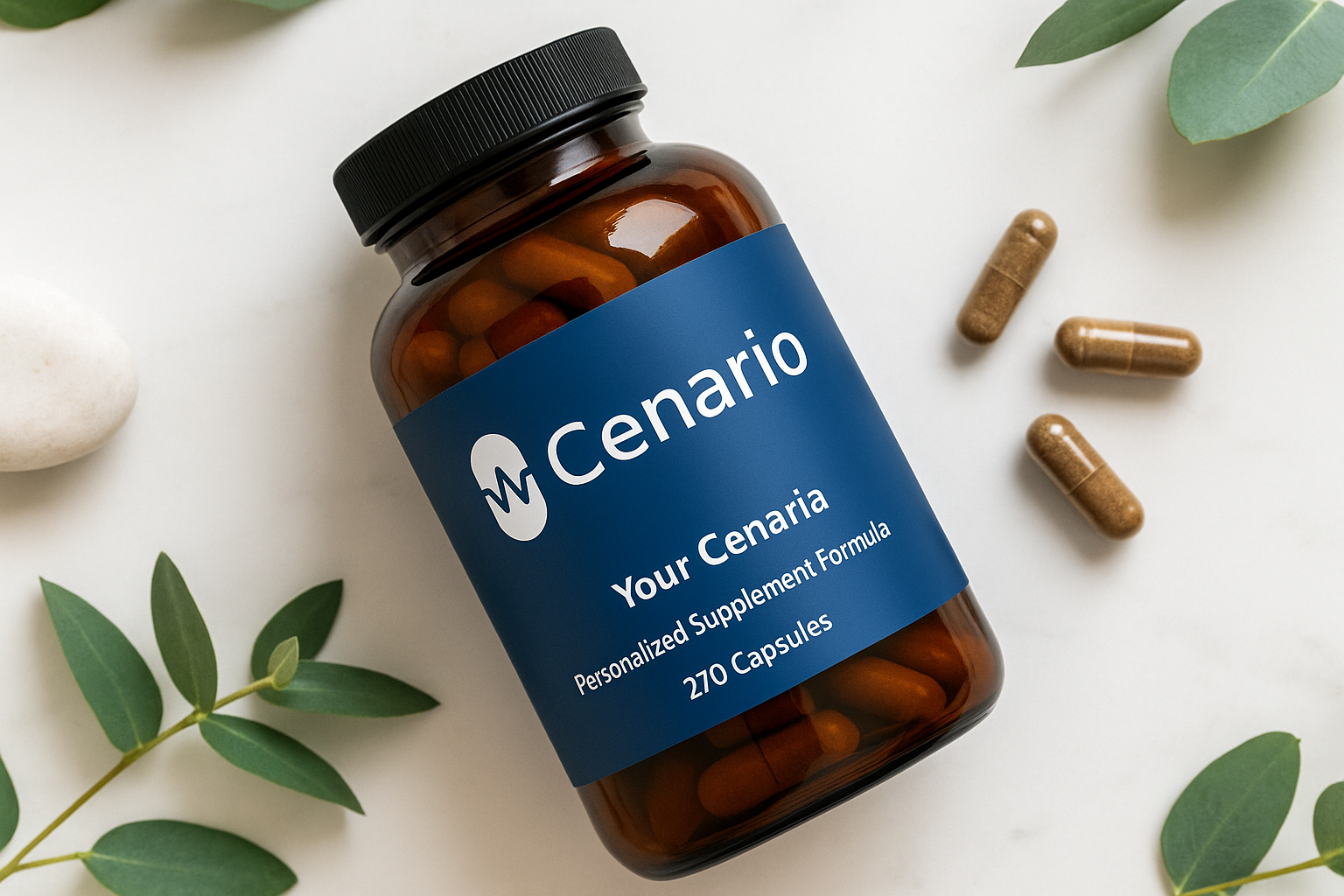 Bottles of the best herbal supplements for memory and focus, featuring ingredients like ginkgo biloba, bacopa monnieri, and rosemary on a wooden table.