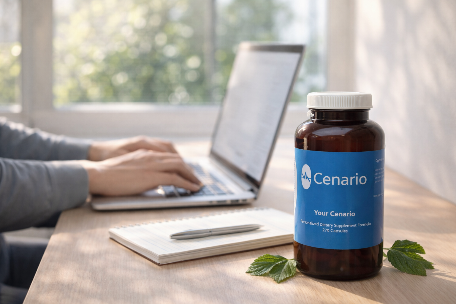 Bottles of memory-boosting supplements like omega-3, ginkgo biloba, and vitamin B12 arranged on a table with a brain model in the background.