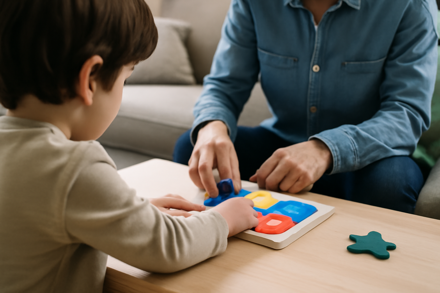 Illustration showing symptoms of other specified neurodevelopmental disorder, including attention issues, learning difficulties, and mild social challenges in children.